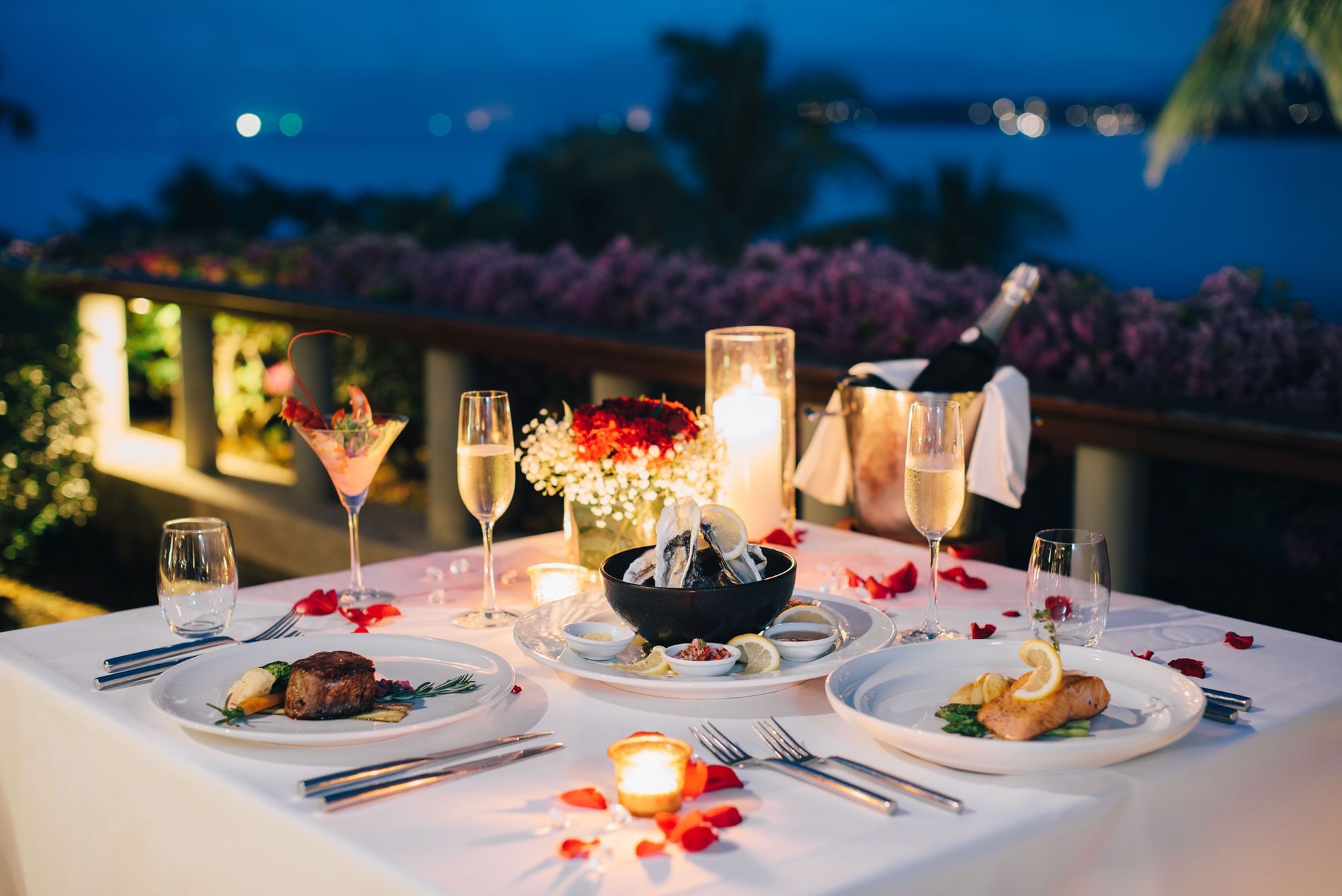 Well-arranged dining set up for romantic dinner at Sunway Hotels & Resorts